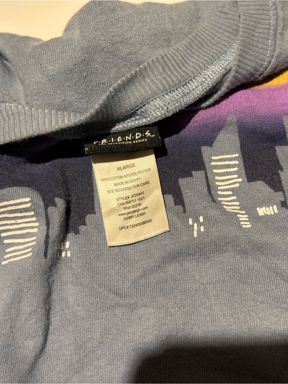 FRIENDS Slate Blue Crewneck with Multicolor Skyline Graphic - Picture 4 of 7